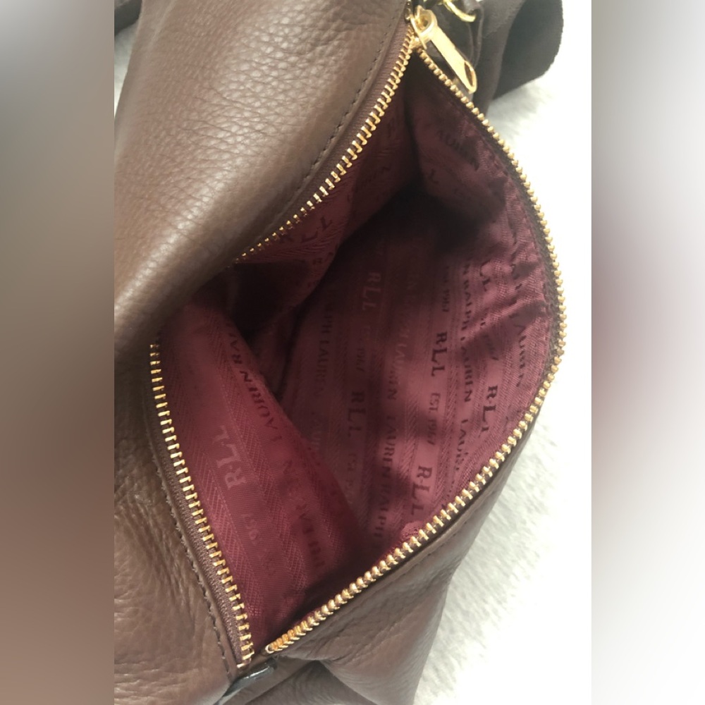 Lauren Ralph Lauren Leather Ralph Mini Crossbody Bag Brown - Picture 9 of 14